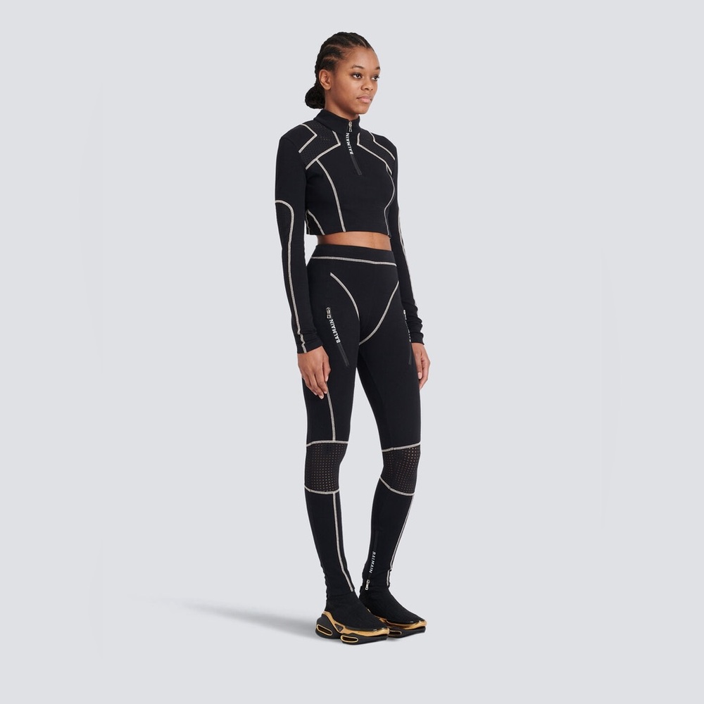 SET NWT authentic Balmain zip crop top and leggings
